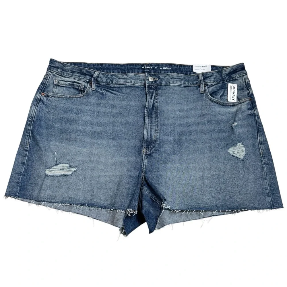 NEW Old Navy‎ High-Rise OG Straight Distressed Jean Shorts Capsule Summer 28